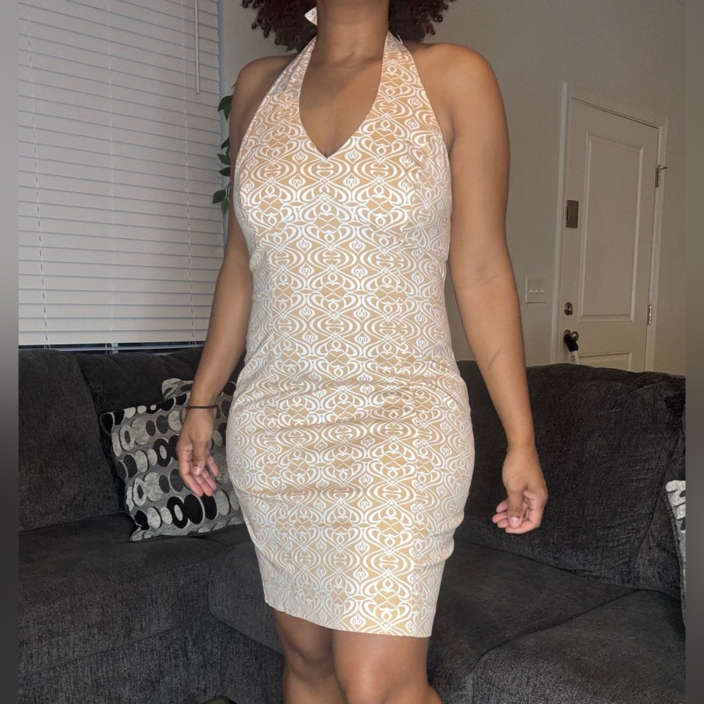 Elegant Cream Halter Dress